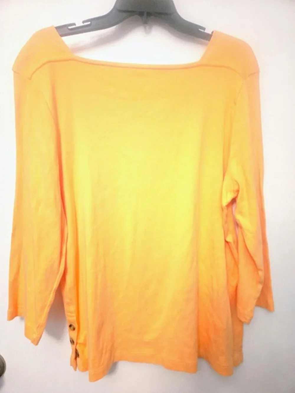 Chico's‎ orange cotton 3/4 top with square neck Size 3/XL